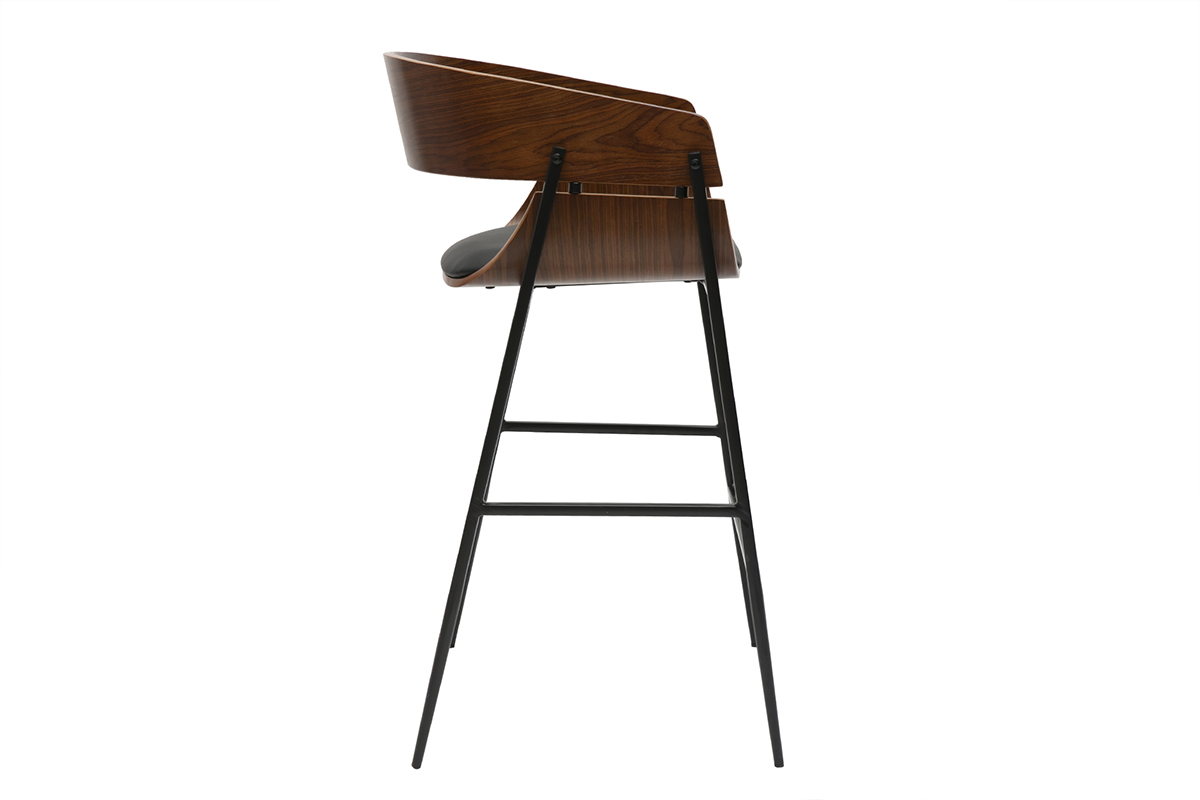 Sgabelli da bar design in legno scuro e metallo nero (set di 2) WESS