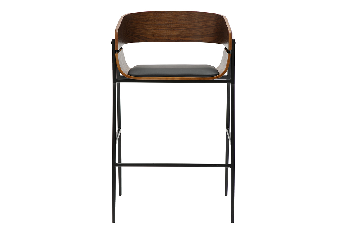 Sgabelli da bar design in legno scuro e metallo nero (set di 2) WESS