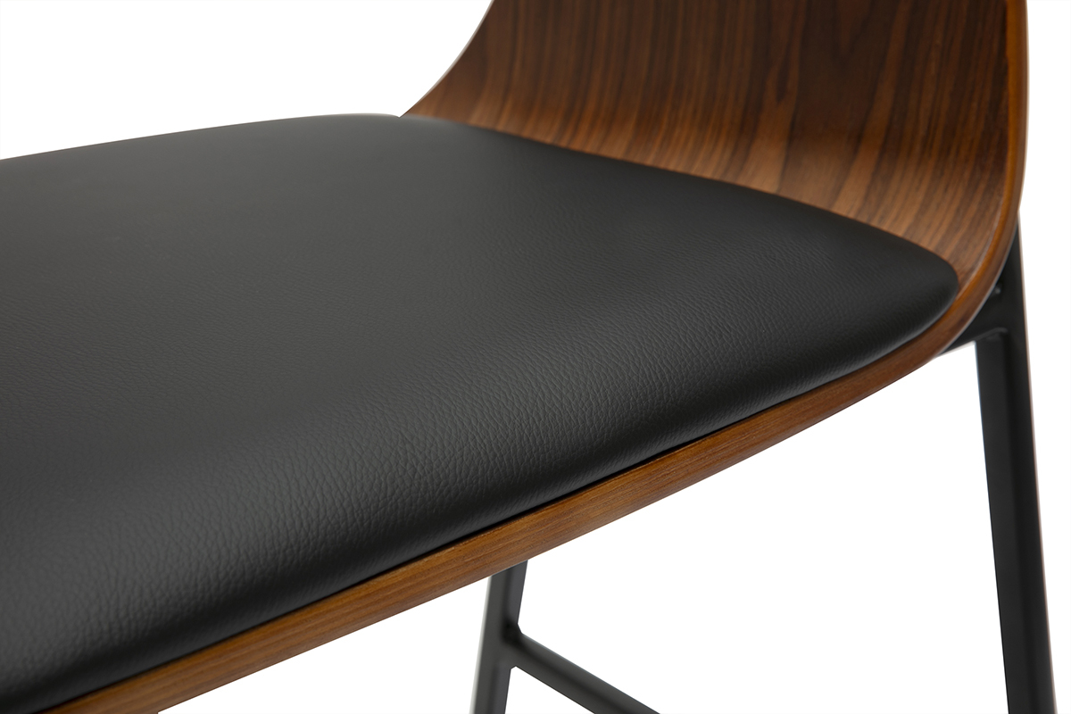 Sgabelli da bar design in legno scuro e metallo nero (set di 2) WESS