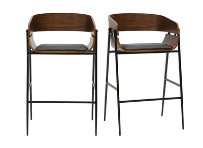 Sgabelli da bar design in legno scuro e metallo nero (set di 2) WESS