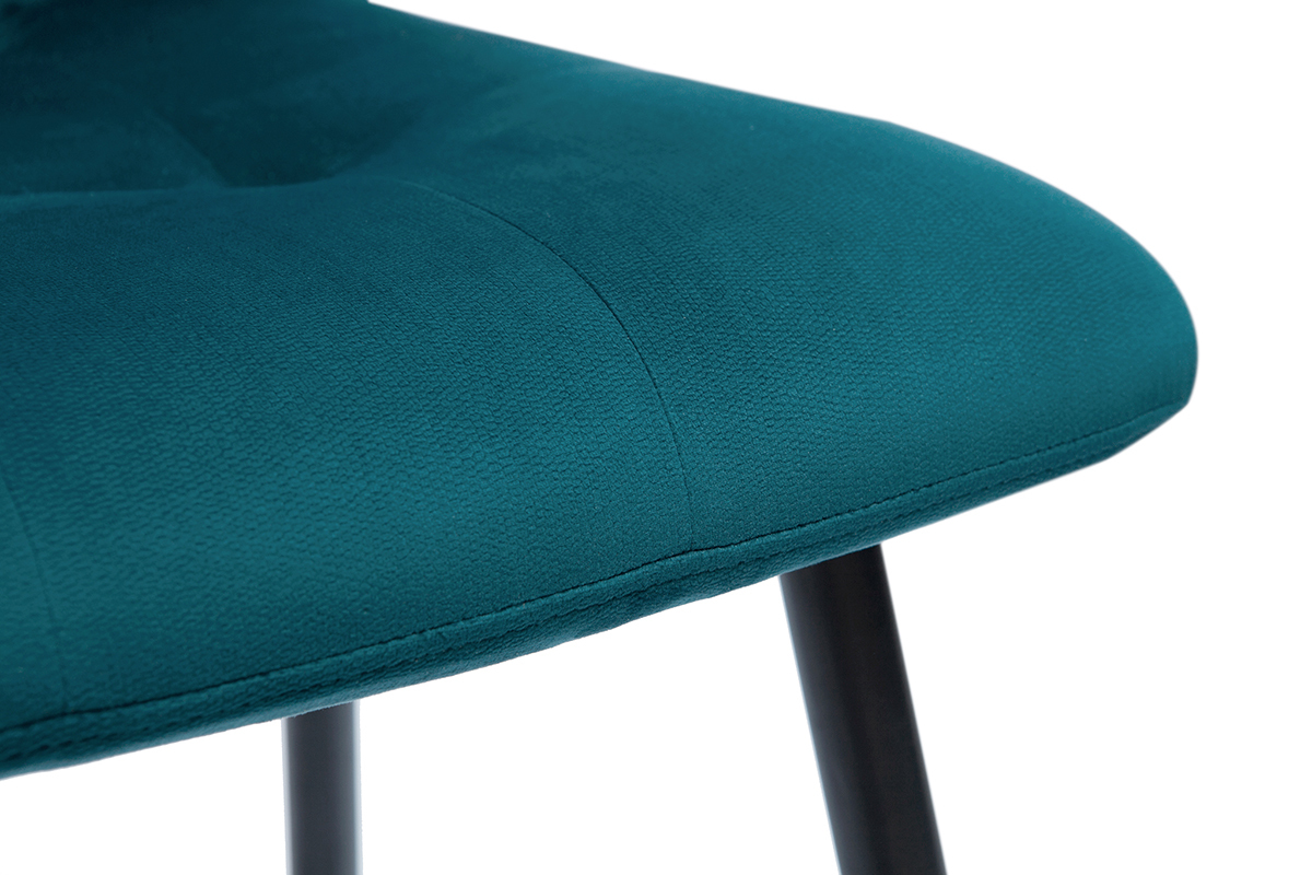 Sgabelli da bar design in tessuto blu petrolio e metallo H65 cm (set di 2) ESCAPE