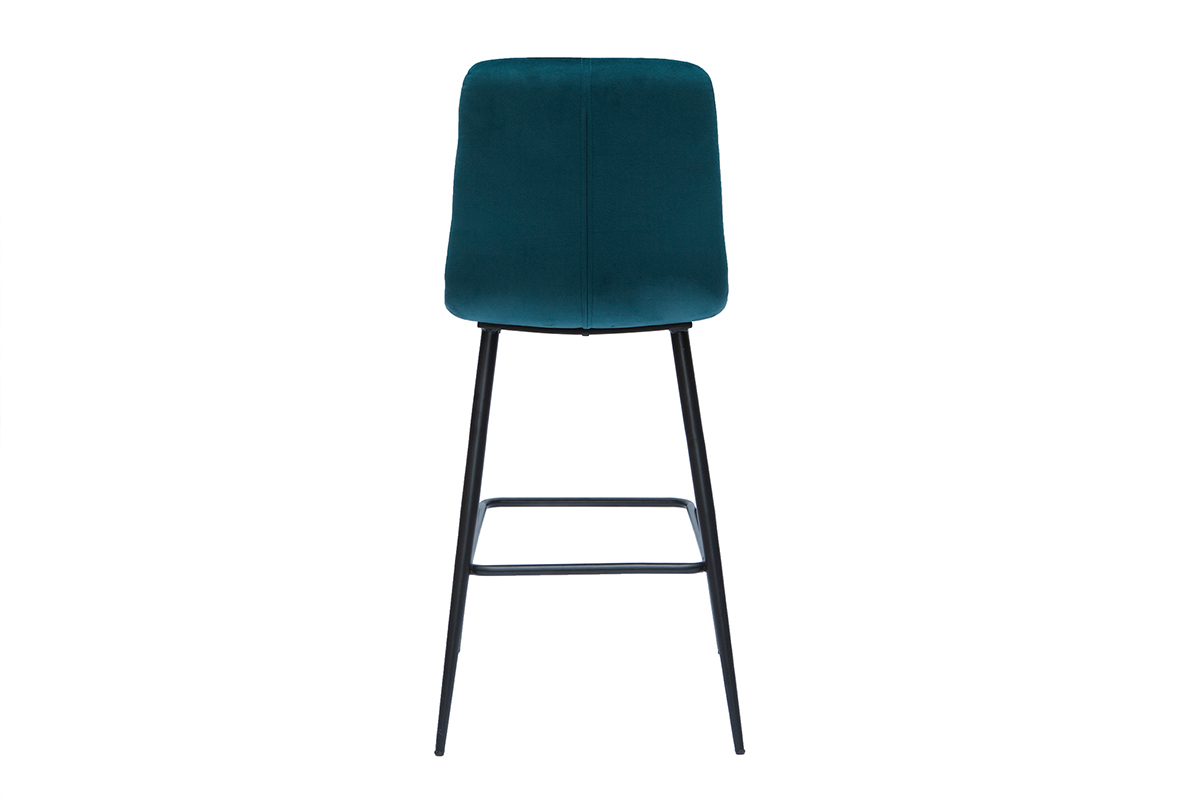 Sgabelli da bar design in tessuto blu petrolio e metallo H65 cm (set di 2) ESCAPE