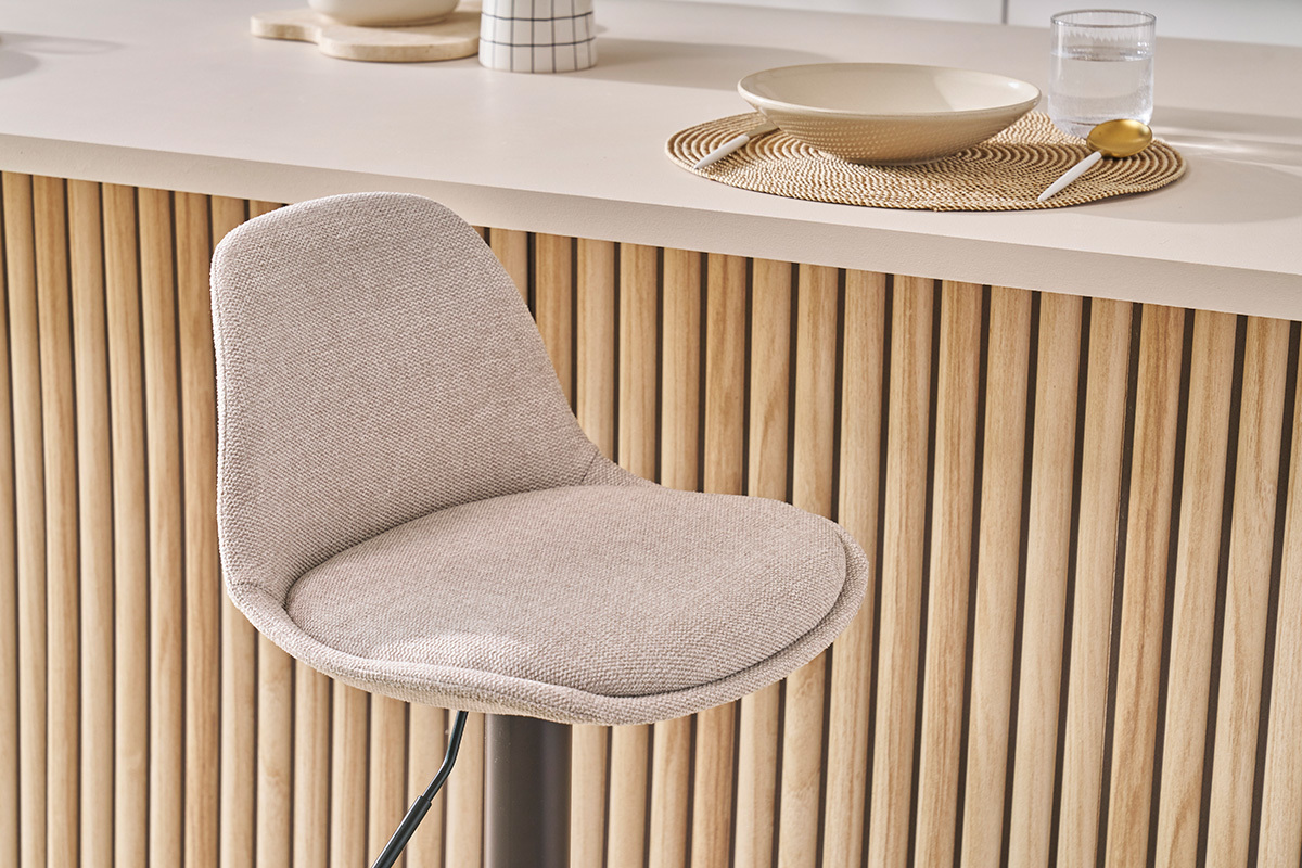 Sgabelli da bar design in tessuto effetto velluto beige (set di 2) STEEVY