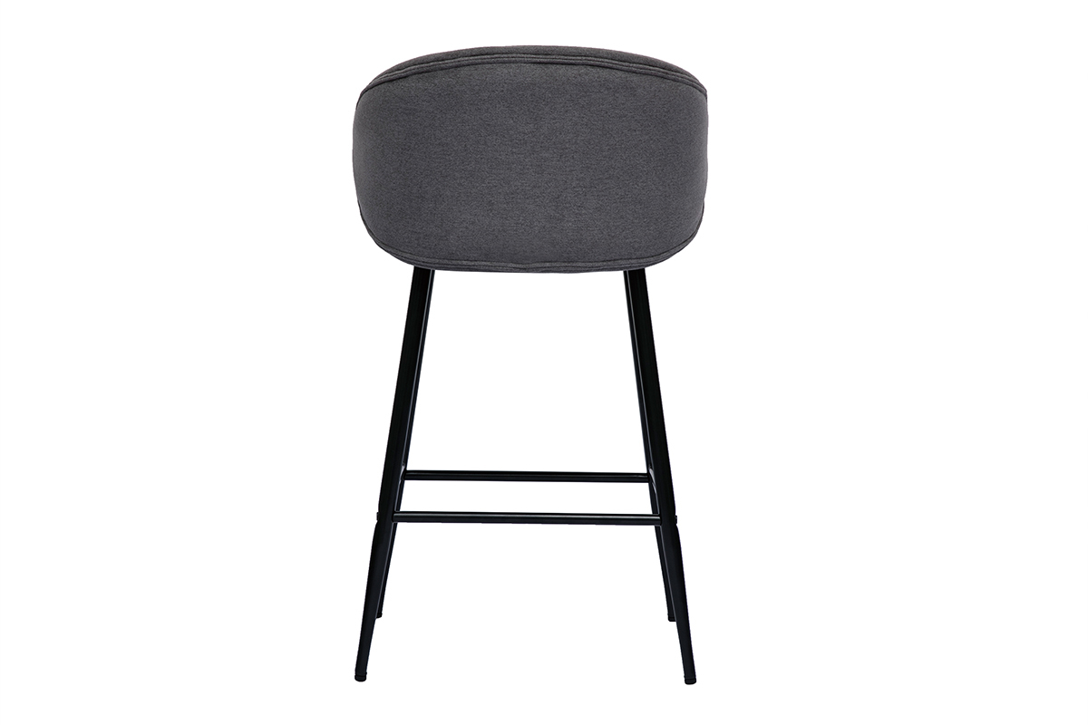 Sgabelli da bar design in tessuto effetto velluto grigio e metallo nero (set di 2) ROSALIE
