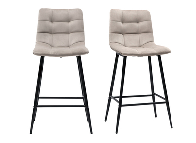 Sgabelli da bar design in velluto color talpa H65 cm (set di 2) MAXWELL