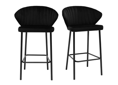 Sgabelli da bar design in velluto nero H68 cm (set di 2) DALLY
