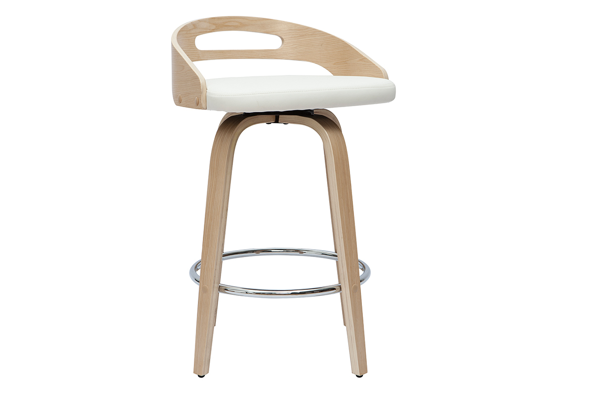 Sgabelli da bar design legno chiaro e poliuretano bianco 65 cm (set di 2) MANO
