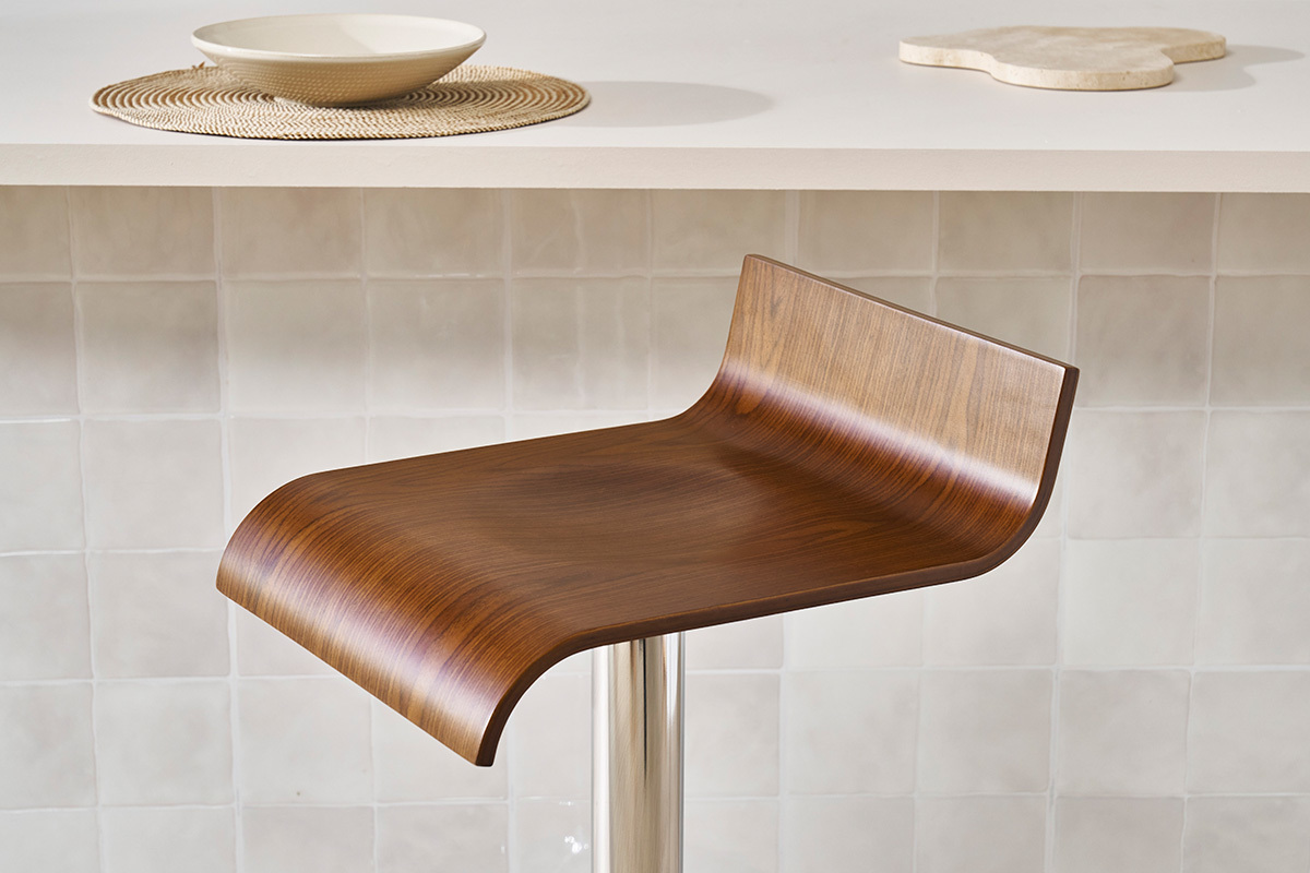 Sgabelli da bar design legno scuro noce e acciaio cromato (set di 2) SURF V2