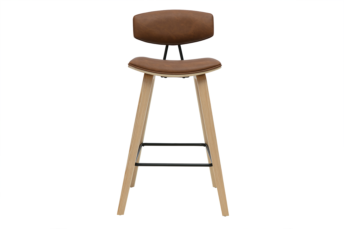 Sgabelli da bar design marrone e legno chiaro H69 cm (set di 2) VASCO