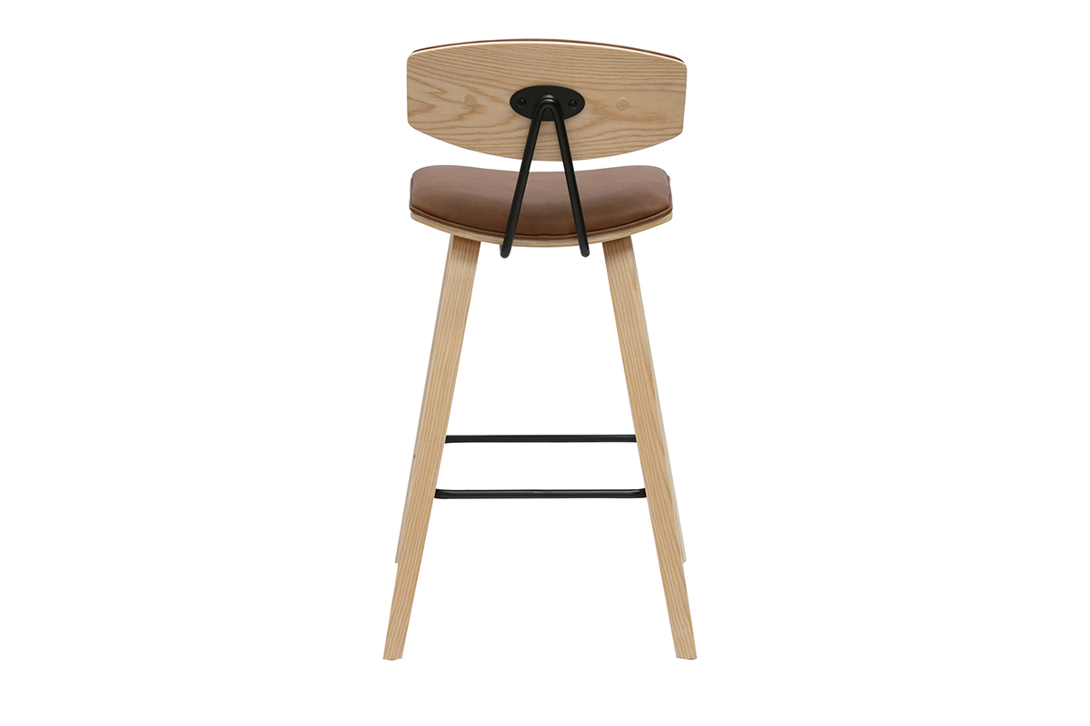 Sgabelli da bar design marrone e legno chiaro H69 cm (set di 2) VASCO
