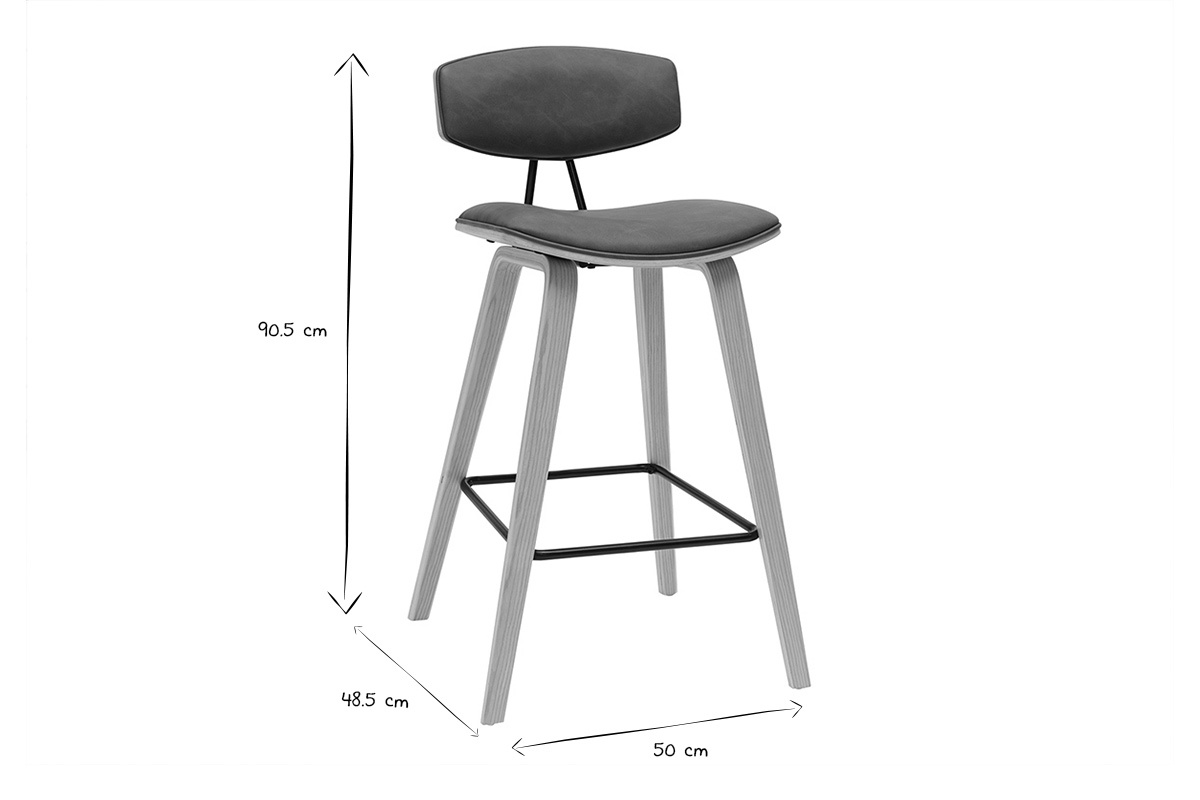 Sgabelli da bar design marrone e legno chiaro H69 cm (set di 2) VASCO