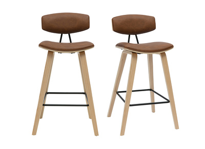 Sgabelli da bar design marrone e legno chiaro H69 cm (set di 2) VASCO