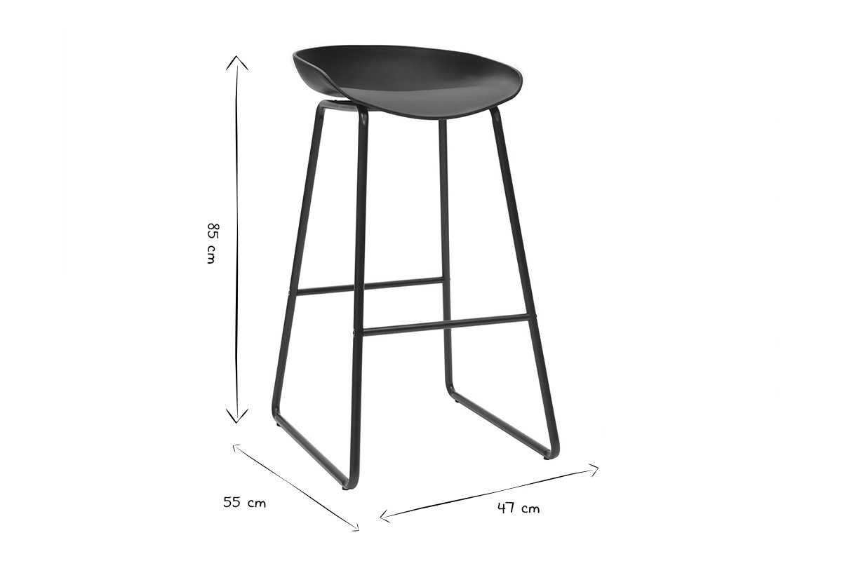 Sgabelli da bar design neri con piedi in metallo (set di 2) PEBBLE