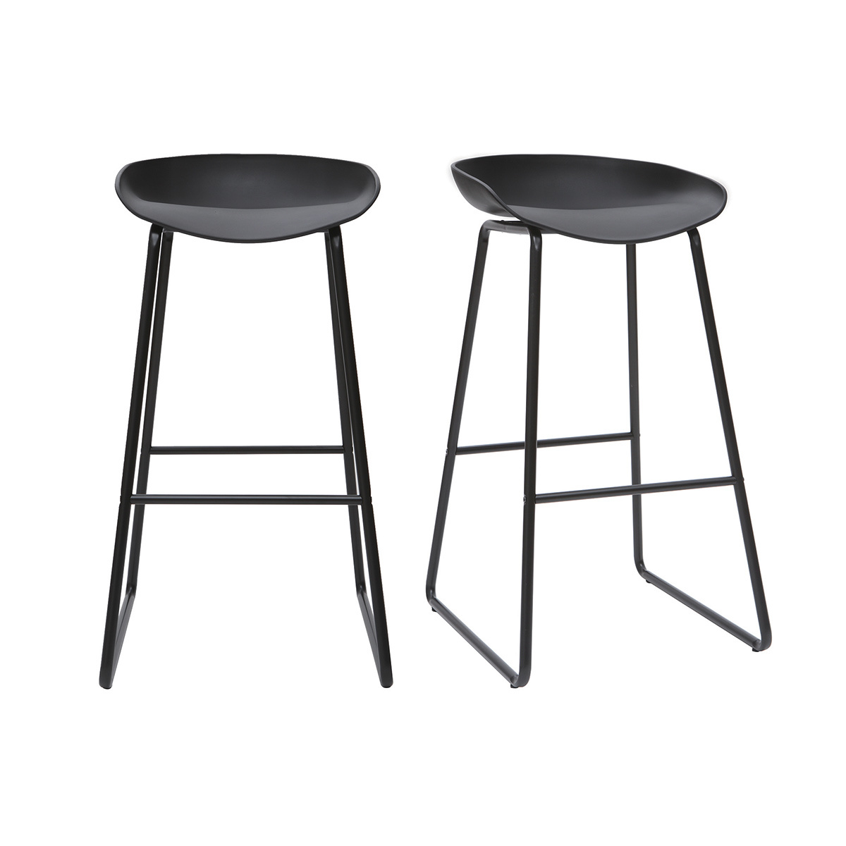 Sgabelli da bar design neri con piedi in metallo (set di 2) PEBBLE