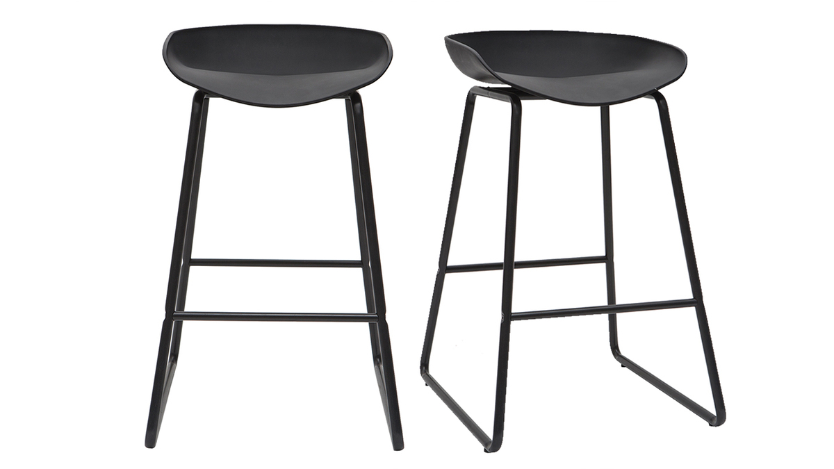 Sgabelli da bar design neri H65 cm (set di 2) PEBBLE