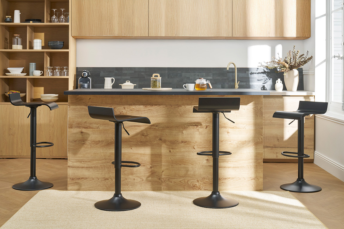 Sgabelli da bar design nero (lotto di 2) SURF