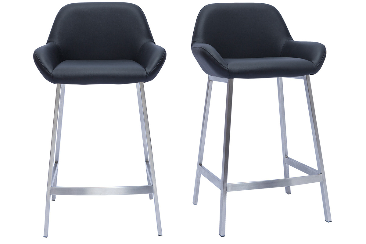 Sgabelli da bar design nero e base metallo (lotto di 2) RINGER
