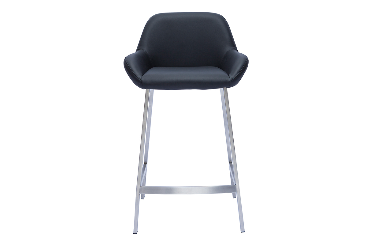 Sgabelli da bar design nero e base metallo (lotto di 2) RINGER
