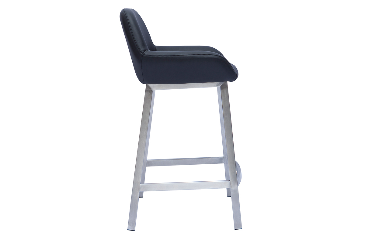Sgabelli da bar design nero e base metallo (lotto di 2) RINGER