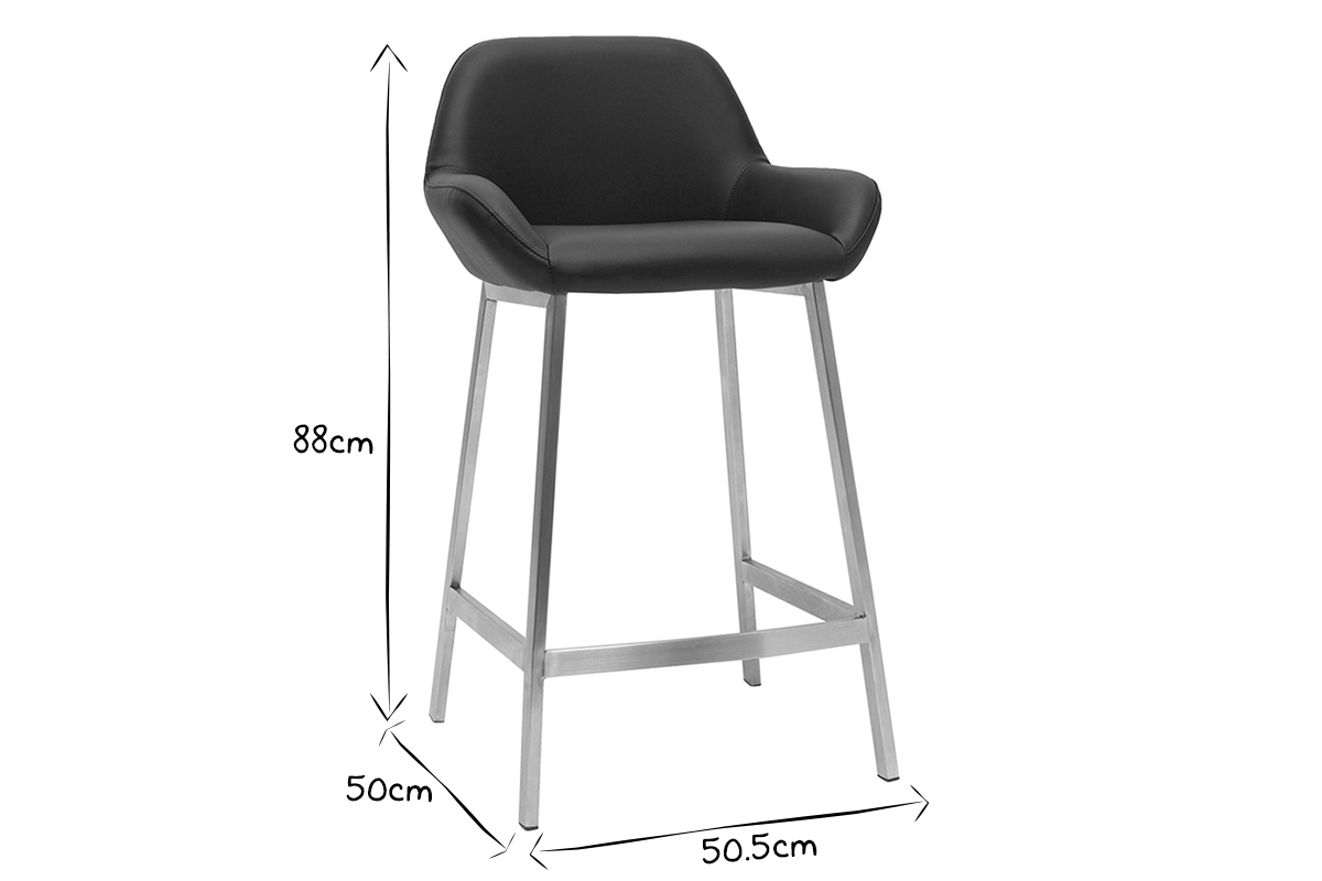 Sgabelli da bar design nero e base metallo (lotto di 2) RINGER