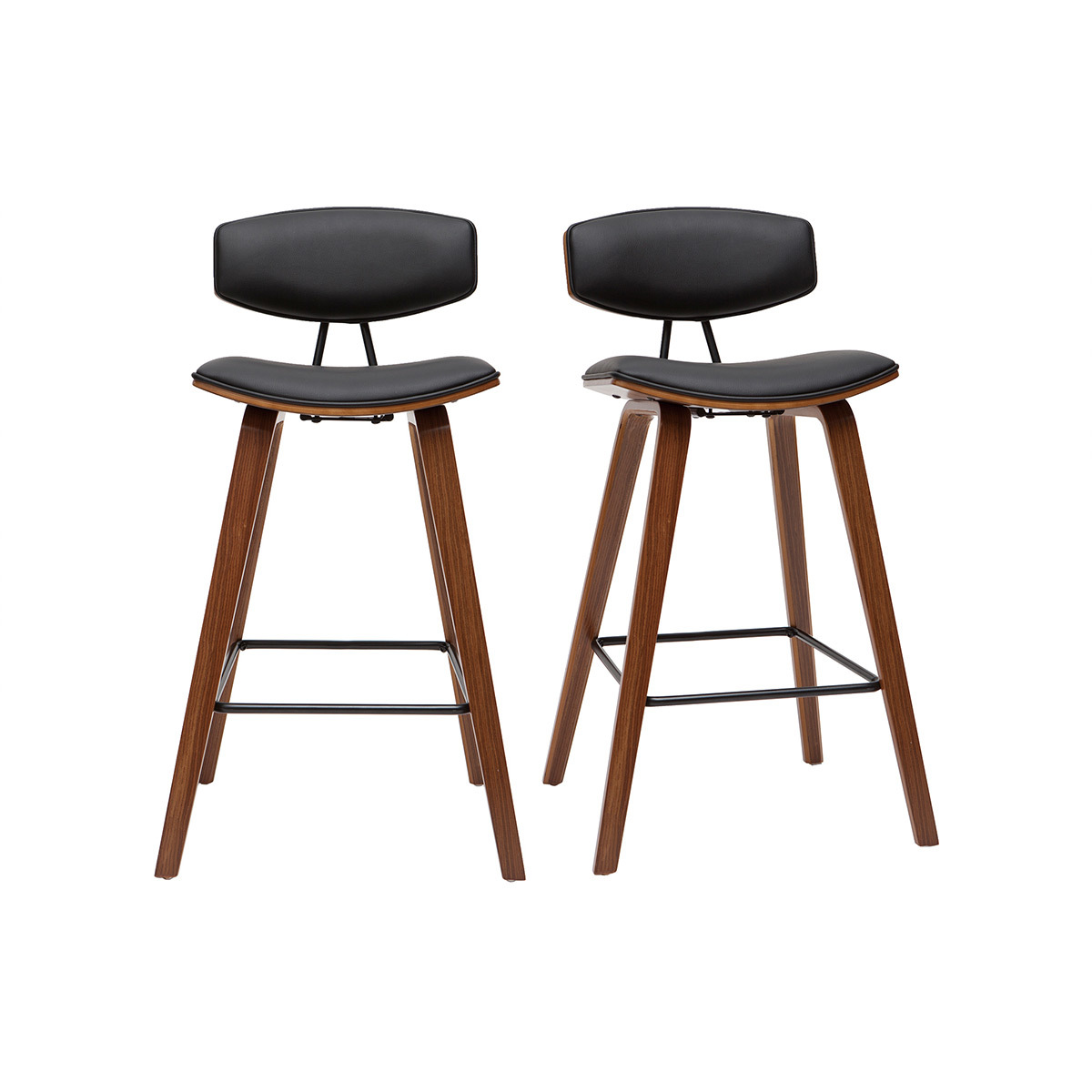 Sgabelli da bar design nero e legno scuro H69 cm (set di 2) VASCO