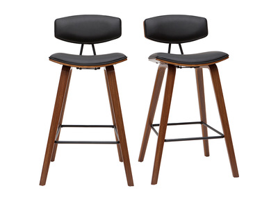 Sgabelli da bar design nero e legno scuro H69 cm (set di 2) VASCO