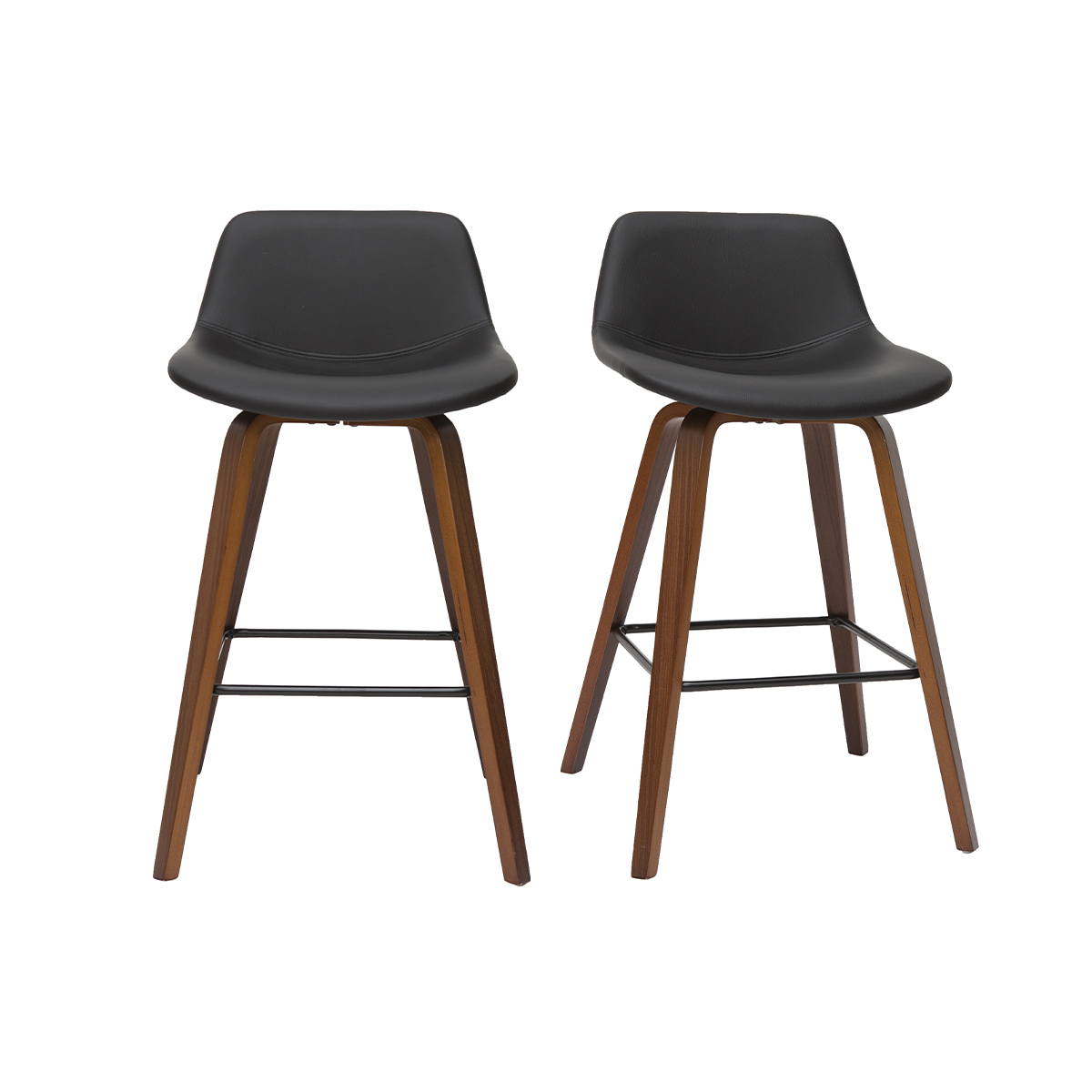 Sgabelli da bar design nero e noce H65 cm (set di 2) NONIE