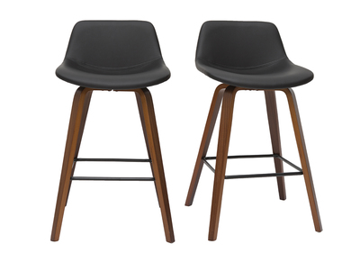 Sgabelli da bar design nero e noce H65 cm (set di 2) NONIE