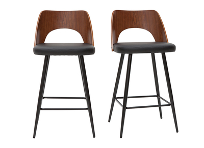 Sgabelli da bar design nero e noce H66,5 cm (set di 2) FALCOM