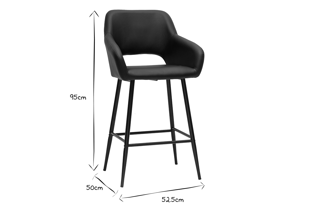 Sgabelli da bar design nero H65 cm (set di 2) LAURETTE