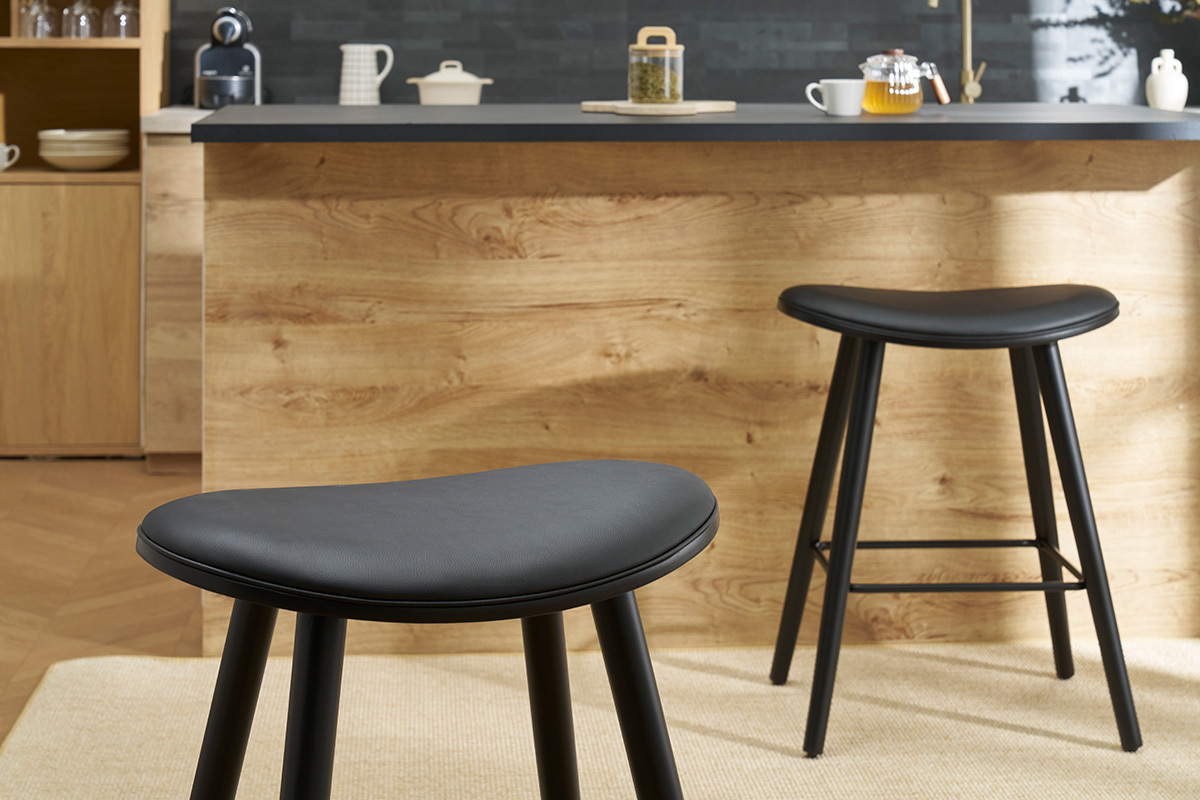 Sgabelli da bar design nero H65 cm (set di 2) MEADOW