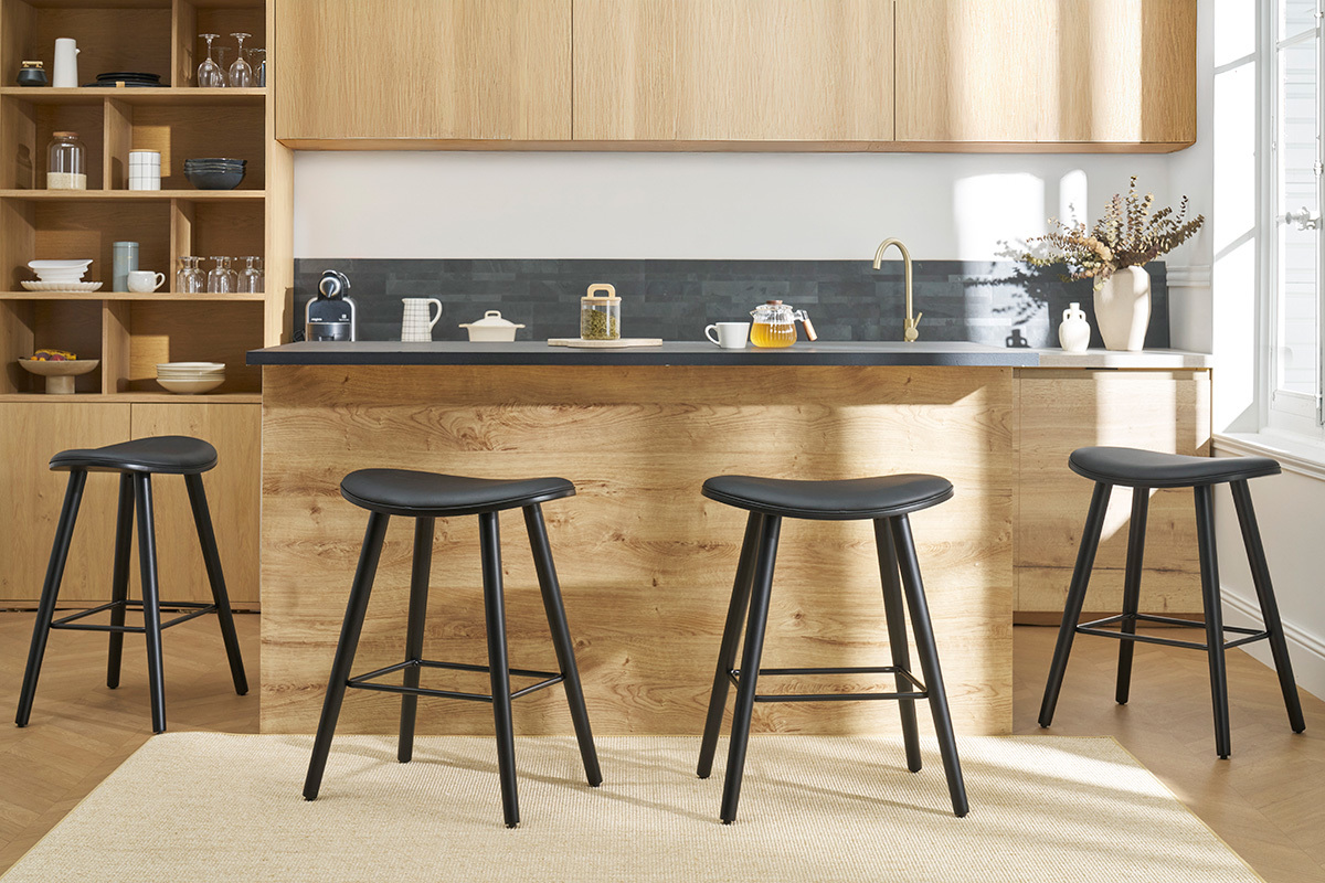 Sgabelli da bar design nero H65 cm (set di 2) MEADOW