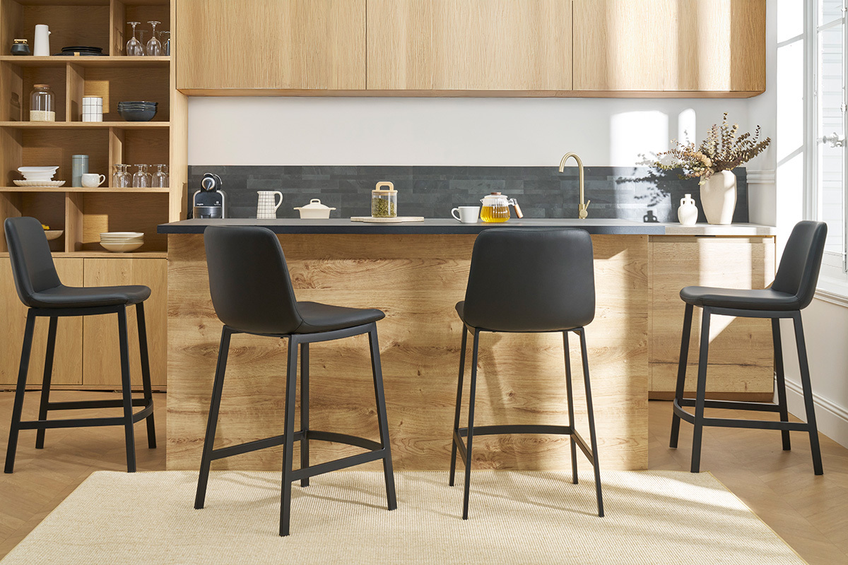 Sgabelli da bar design nero H66 cm (lotto di 2) ARSENE