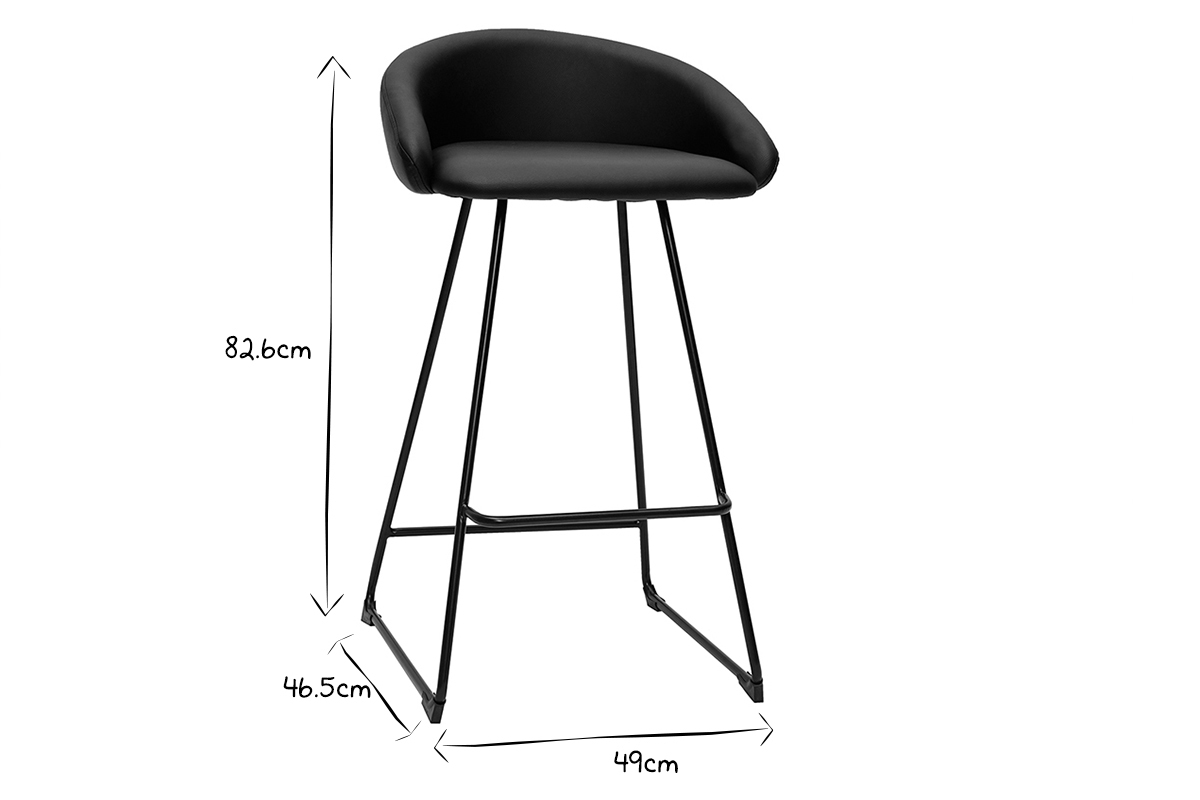 Sgabelli da bar design nero H69 cm (lotto di 2) REYNOLD