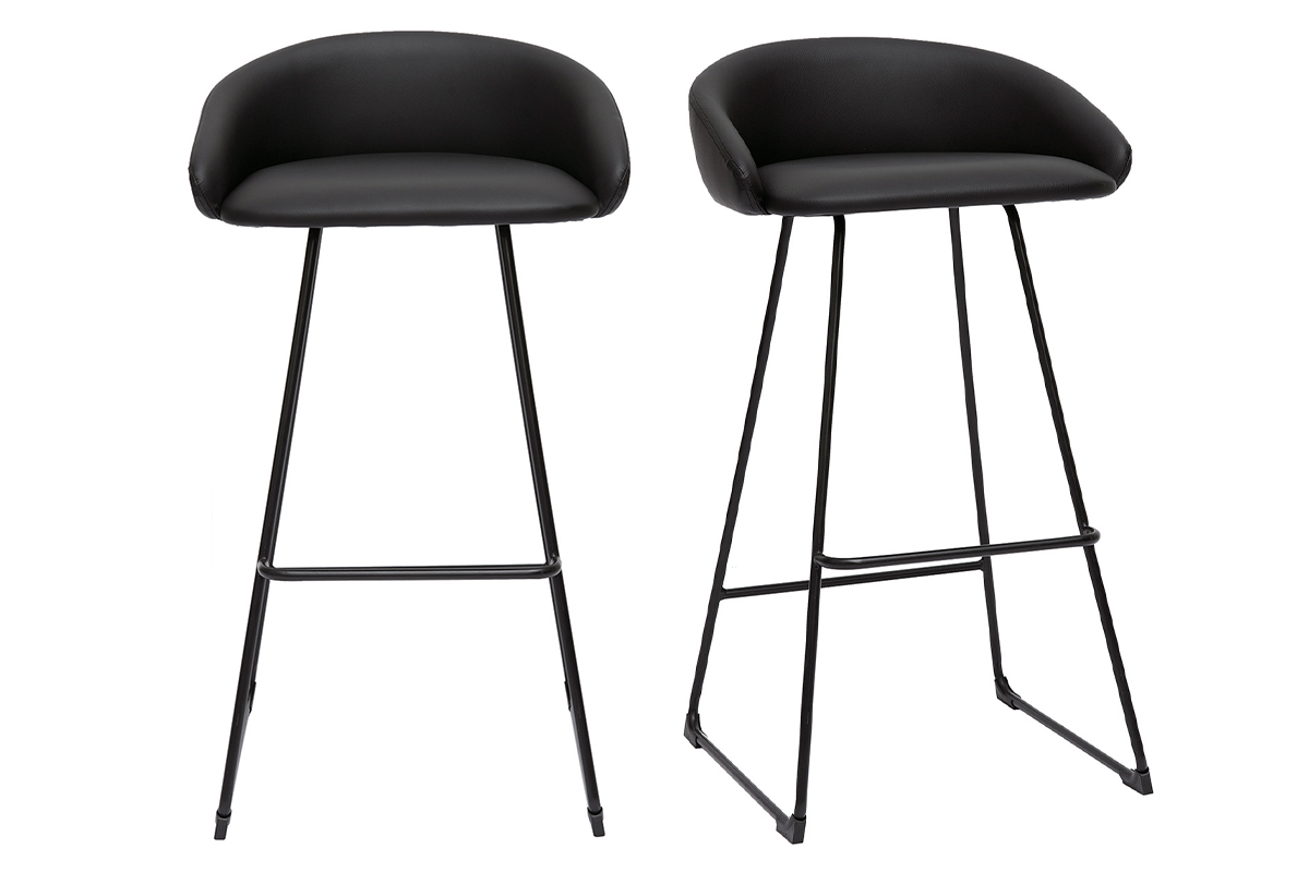 Sgabelli da bar design nero H75 cm (lotto di 2) REYNOLD