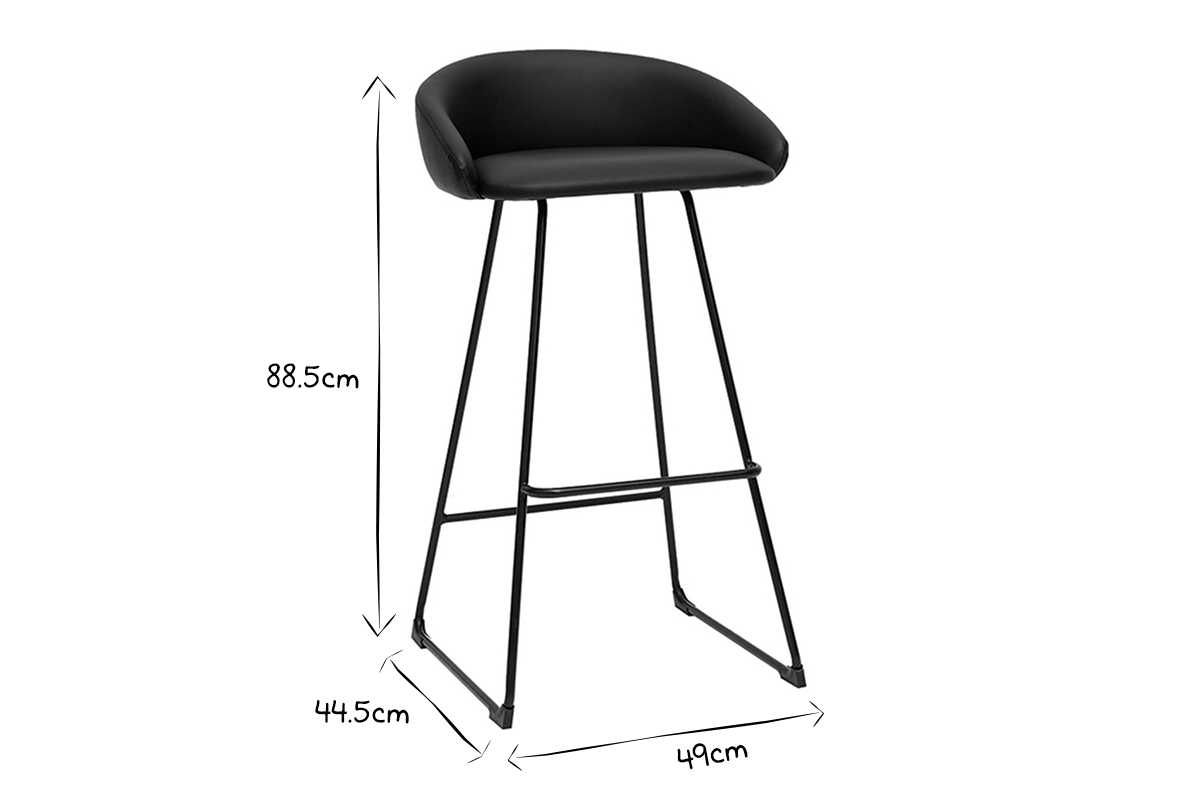 Sgabelli da bar design nero H75 cm (lotto di 2) REYNOLD