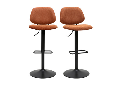 Sgabelli da bar design reclinabili in tessuto effetto velluto terra bruciata e metallo nero BARNET (set di 2)