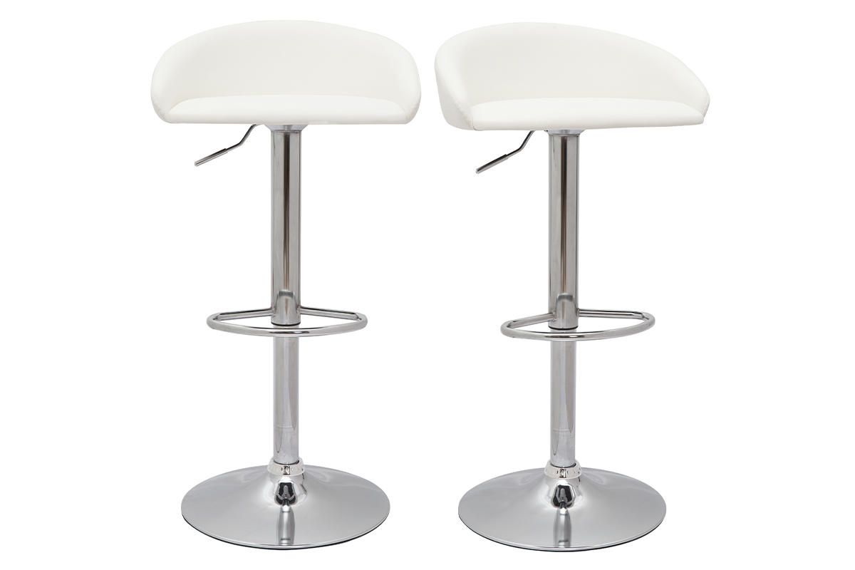 Sgabelli da bar design regolabili bianco e acciaio cromato (set di 2) REYNOLD