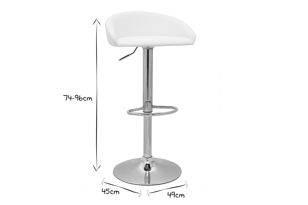 Sgabelli da bar design regolabili bianco e acciaio cromato (set di 2) REYNOLD