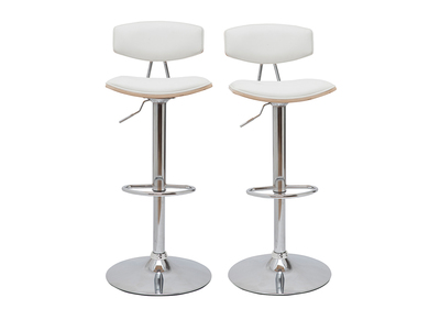 Sgabelli da bar design regolabili bianco e legno chiaro (set di 2) VASCO