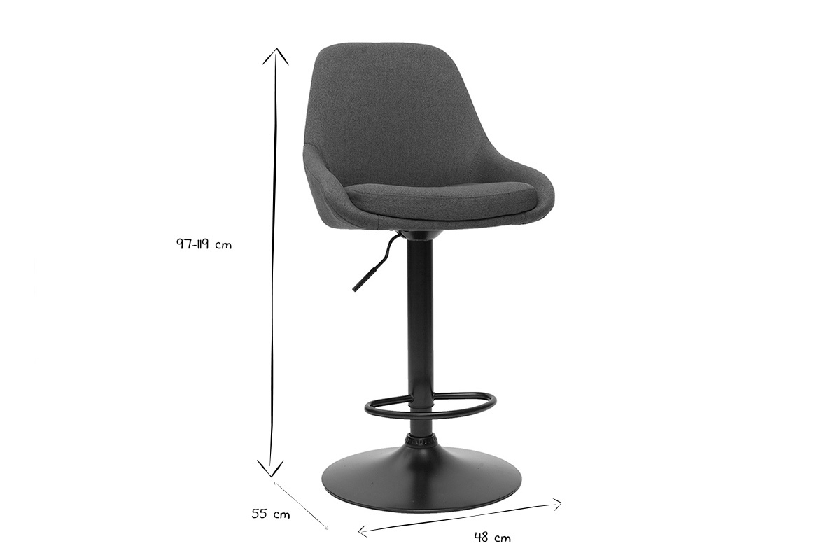 Sgabelli da bar design regolabili grigio scuro (lotto di 2) HOLO