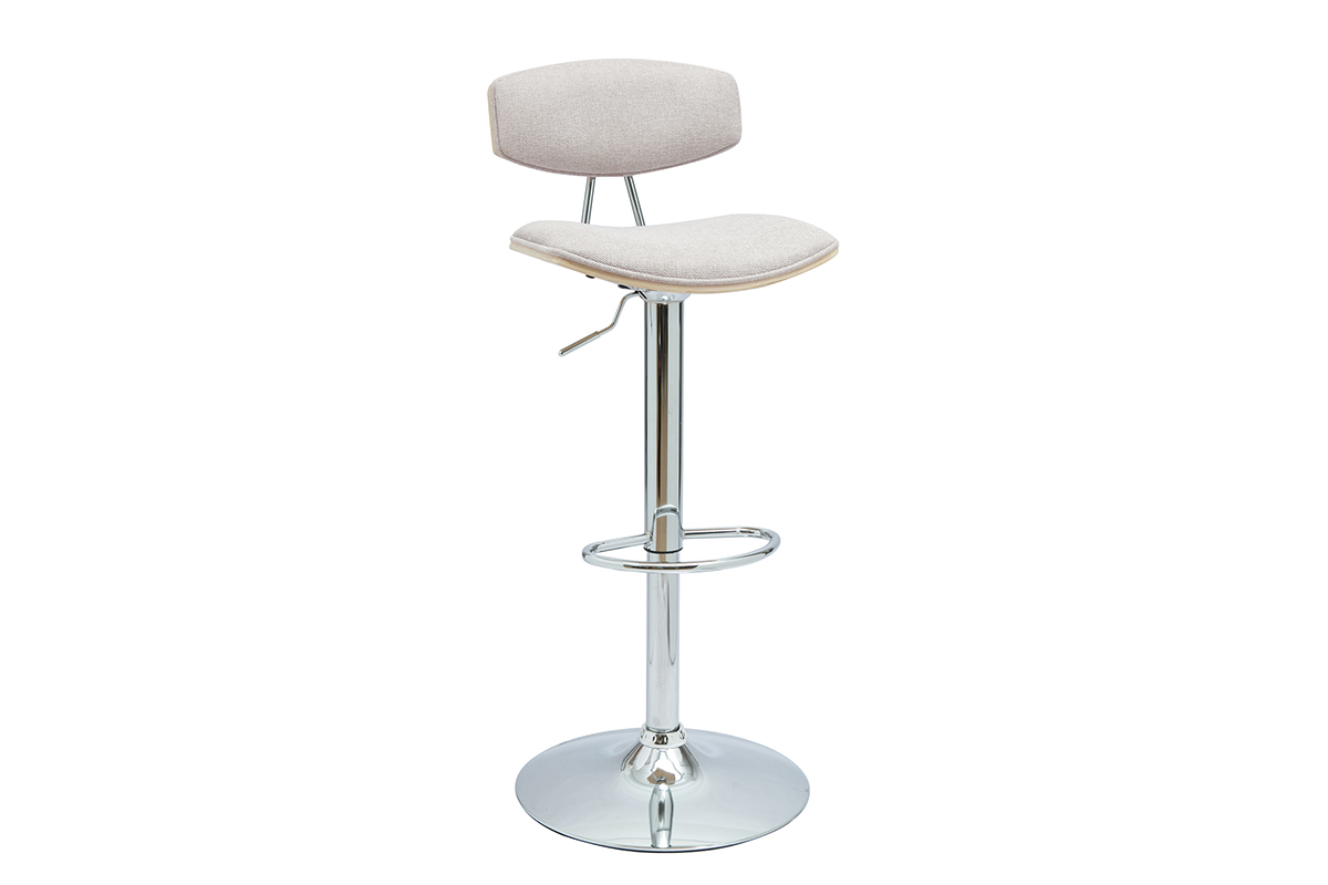Sgabelli da bar design regolabili in tessuto effetto velluto beige e metallo (set di 2) VASCO