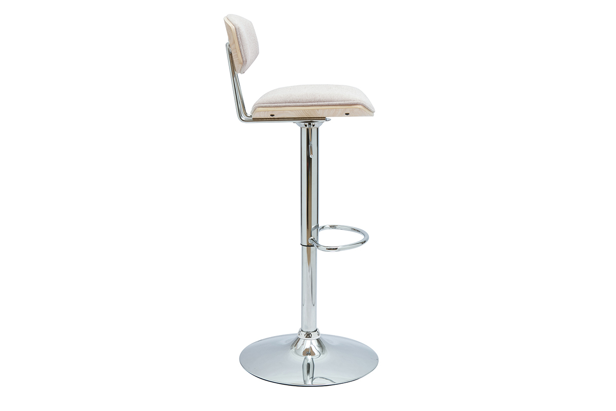 Sgabelli da bar design regolabili in tessuto effetto velluto beige e metallo (set di 2) VASCO