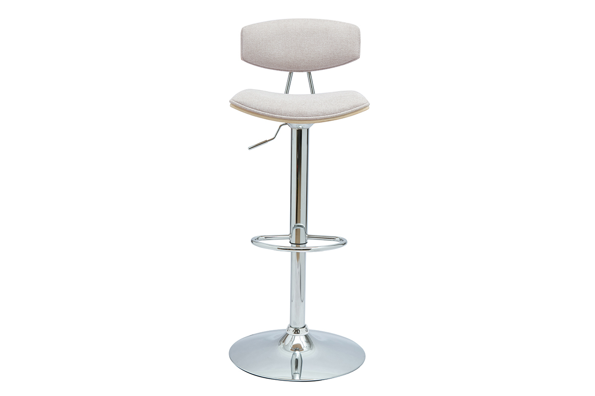 Sgabelli da bar design regolabili in tessuto effetto velluto beige e metallo (set di 2) VASCO