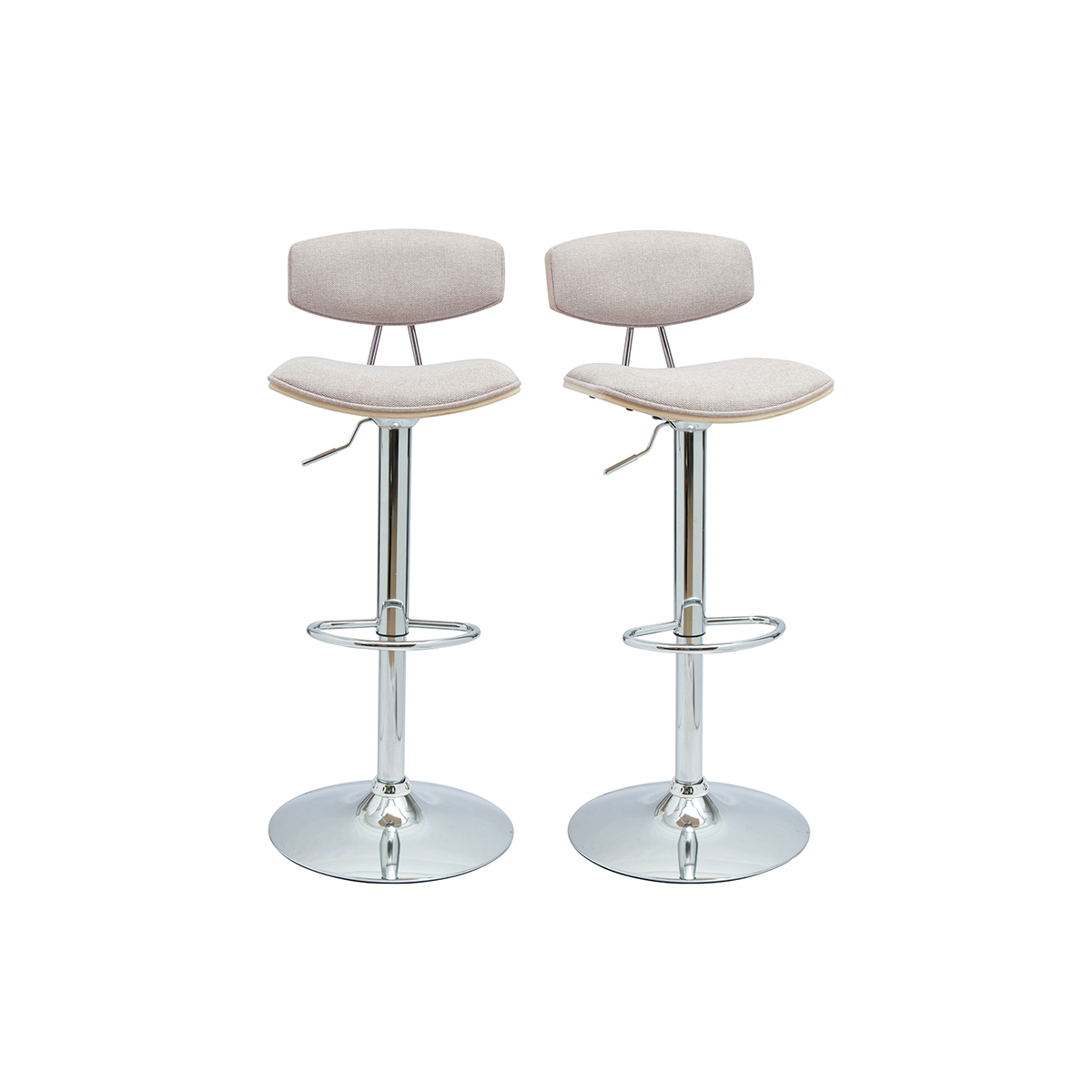 Sgabelli da bar design regolabili in tessuto effetto velluto beige e metallo (set di 2) VASCO