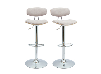 Sgabelli da bar design regolabili in tessuto effetto velluto beige e metallo (set di 2) VASCO