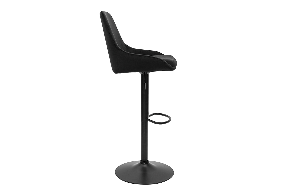 Sgabelli da bar design regolabili in tessuto velluto blu petrolio e metallo nero 360� (set di 2) HOLO