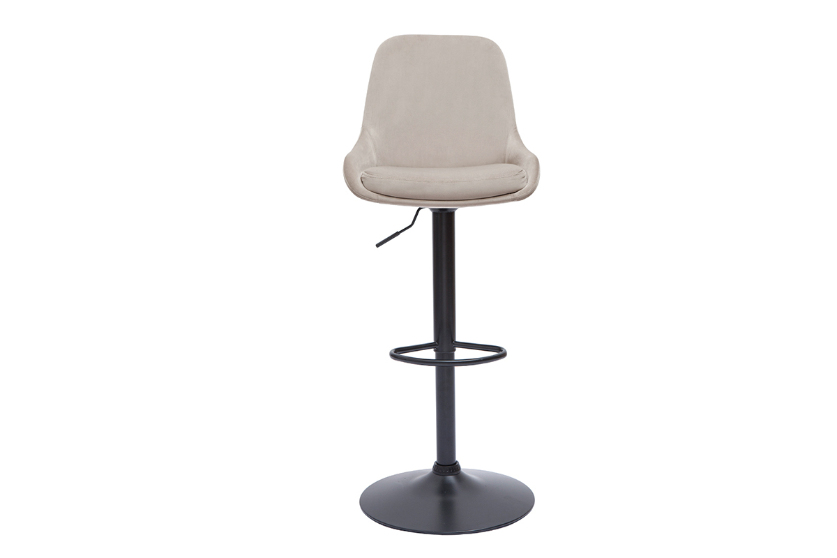 Sgabelli da bar design regolabili in tessuto velluto color talpa e metallo nero 360 (set di 2) HOLO