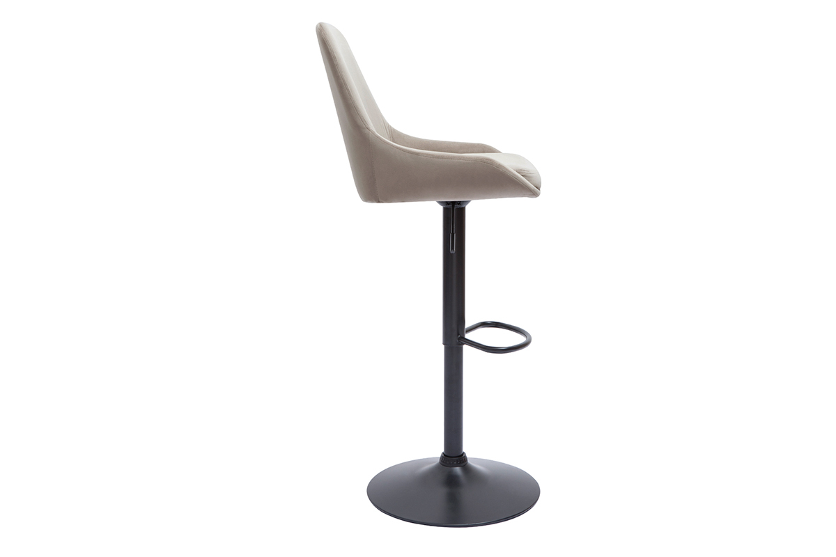 Sgabelli da bar design regolabili in tessuto velluto color talpa e metallo nero 360 (set di 2) HOLO