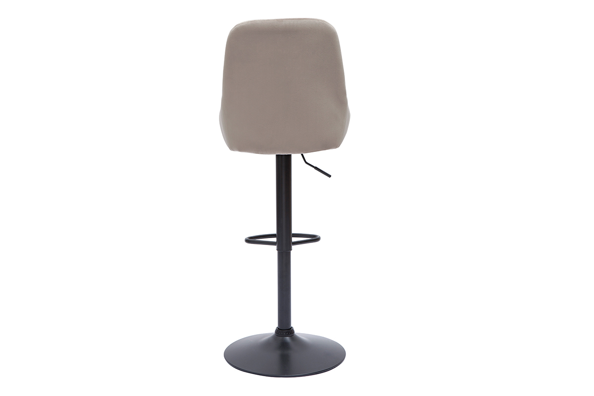 Sgabelli da bar design regolabili in tessuto velluto color talpa e metallo nero 360 (set di 2) HOLO